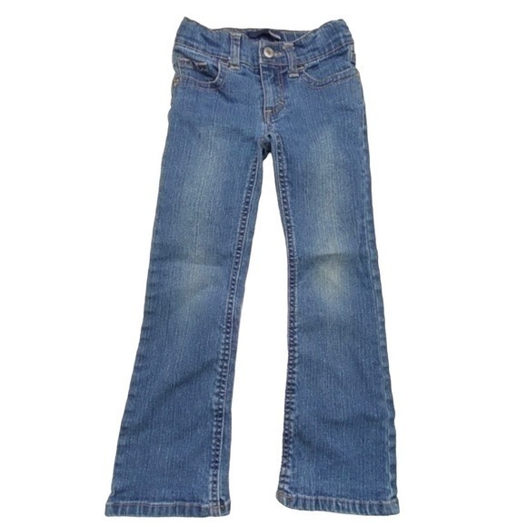 Basic Edition Girls Jeans Size 5 Bootcut Blue Denim Jeans - Picture 1 of 11